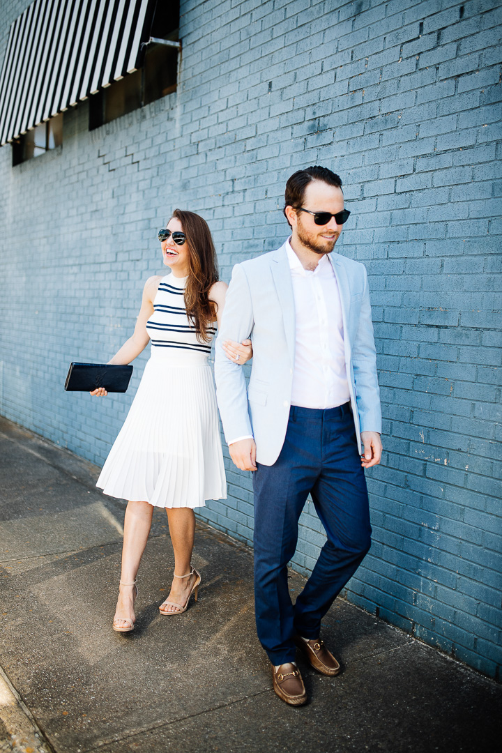 Amy and Wade Havins wear an outfit from Express for a night out.