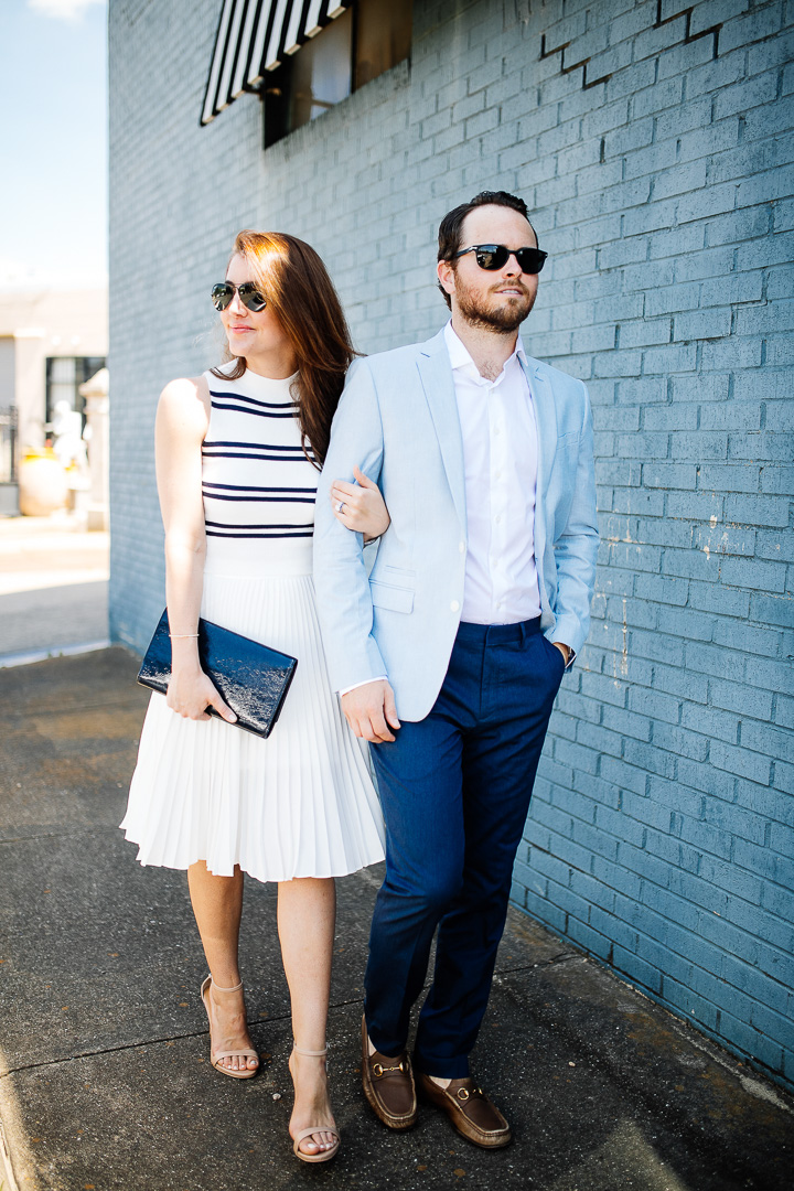 Amy and Wade Havins wear an outfit from Express for a night out.