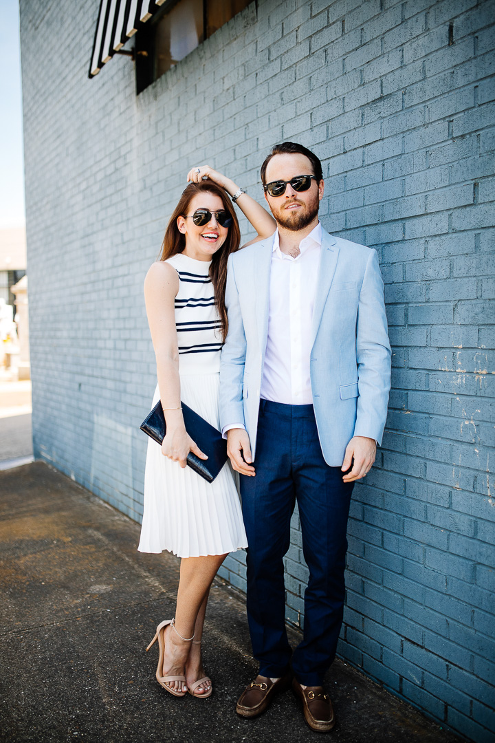 Amy and Wade Havins wear an outfit from Express for a night out.