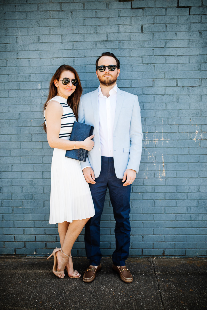 Amy and Wade Havins wear an outfit from Express for a night out.