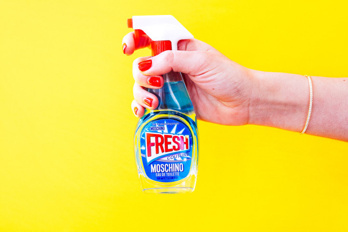 Amy Havins of Dallas Wardrobe talks about the Moschino perfume that comes in the windex bottle.