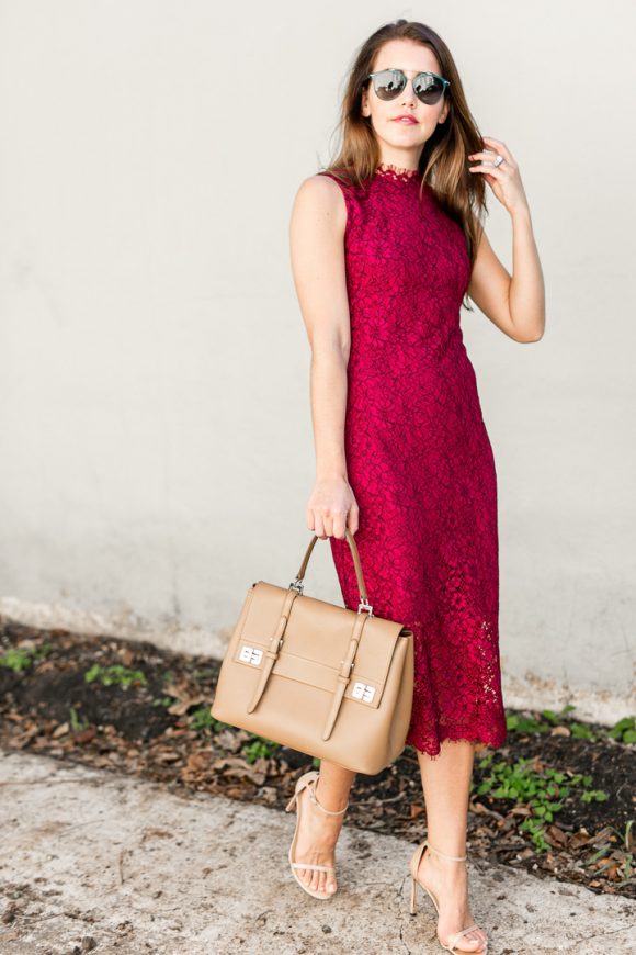 This Shoshanna red lace midi dress is the perfect dress as we head into ...