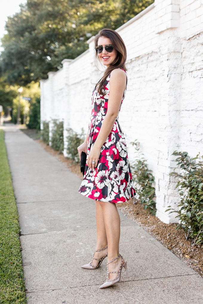 Amaryllis Floral Fit and Flare Dress